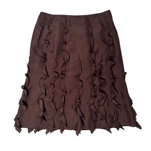MUGLER Brown 100% Silk Skirt